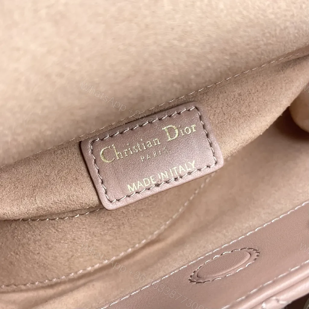 View 8 of Soft Pink Quilted Mini Crossbody with Gold Charms - Compact Luxury Bag