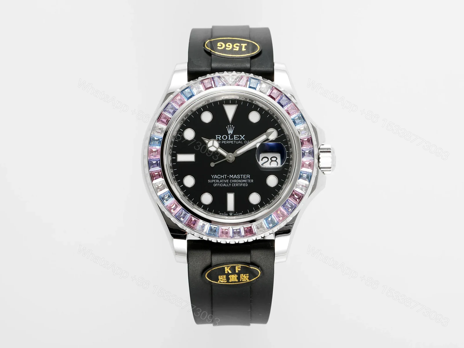 WWF Factory Clean Factory Rolex Yacht-Master Black with Gem Bezel — view 1