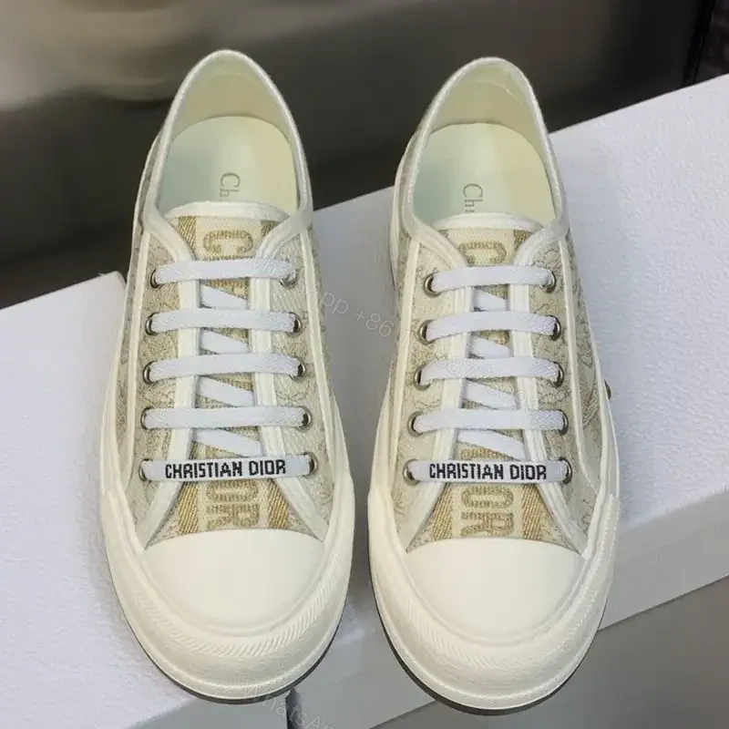 View 2 of WALK’N’DIOR PLATFORM SNEAKERS UNISEX JARDIN D’HIVER EMBROIDERED GOLD – CD188