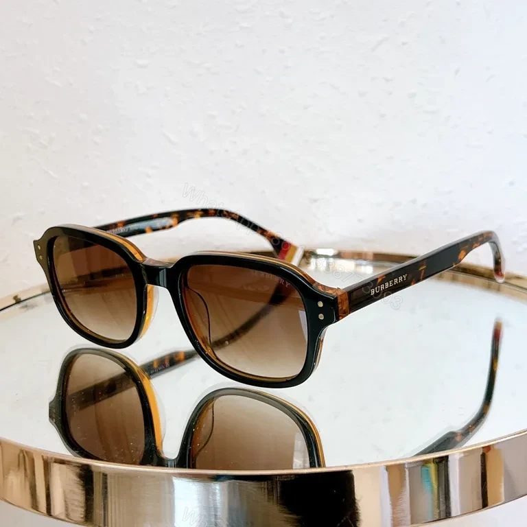 View 6 of Burberry Black Acetate Sunglasses: Gradient Blue Lenses