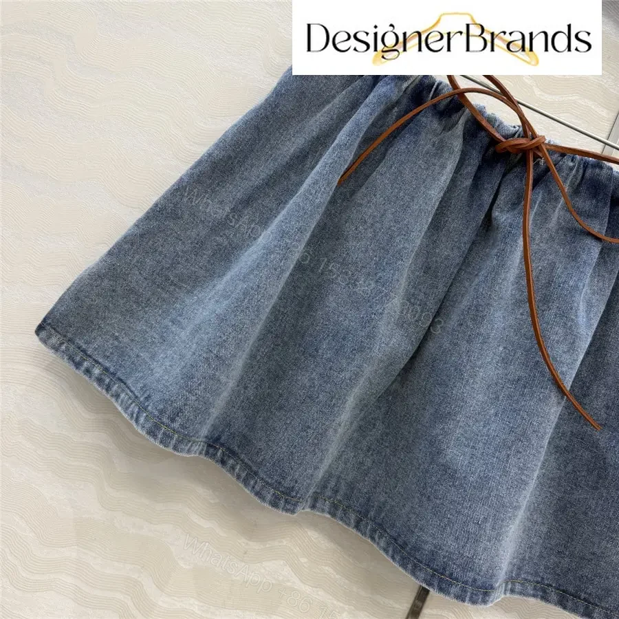 View 3 of Miu Miu Jewel-Blue Washed Denim Mini Skirt