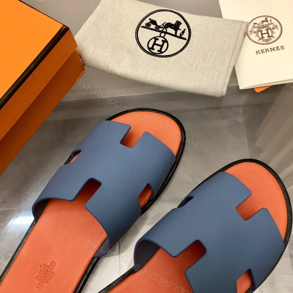 View 4 of Hermes Izmir Sandal Bleu Bleuet Orange H221824Z