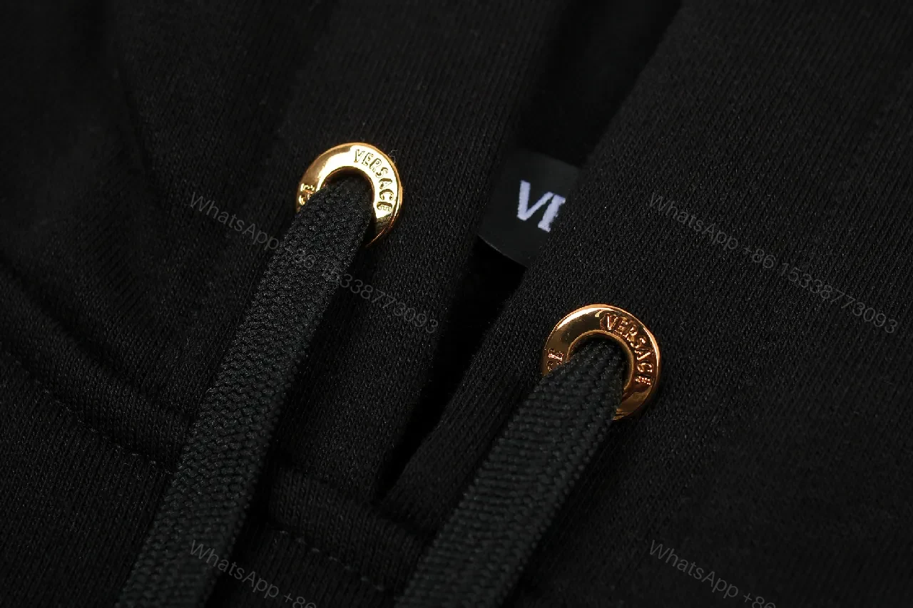 View 5 of Black Cotton Hoodie with Luxe Details, Minimalist Designer Style