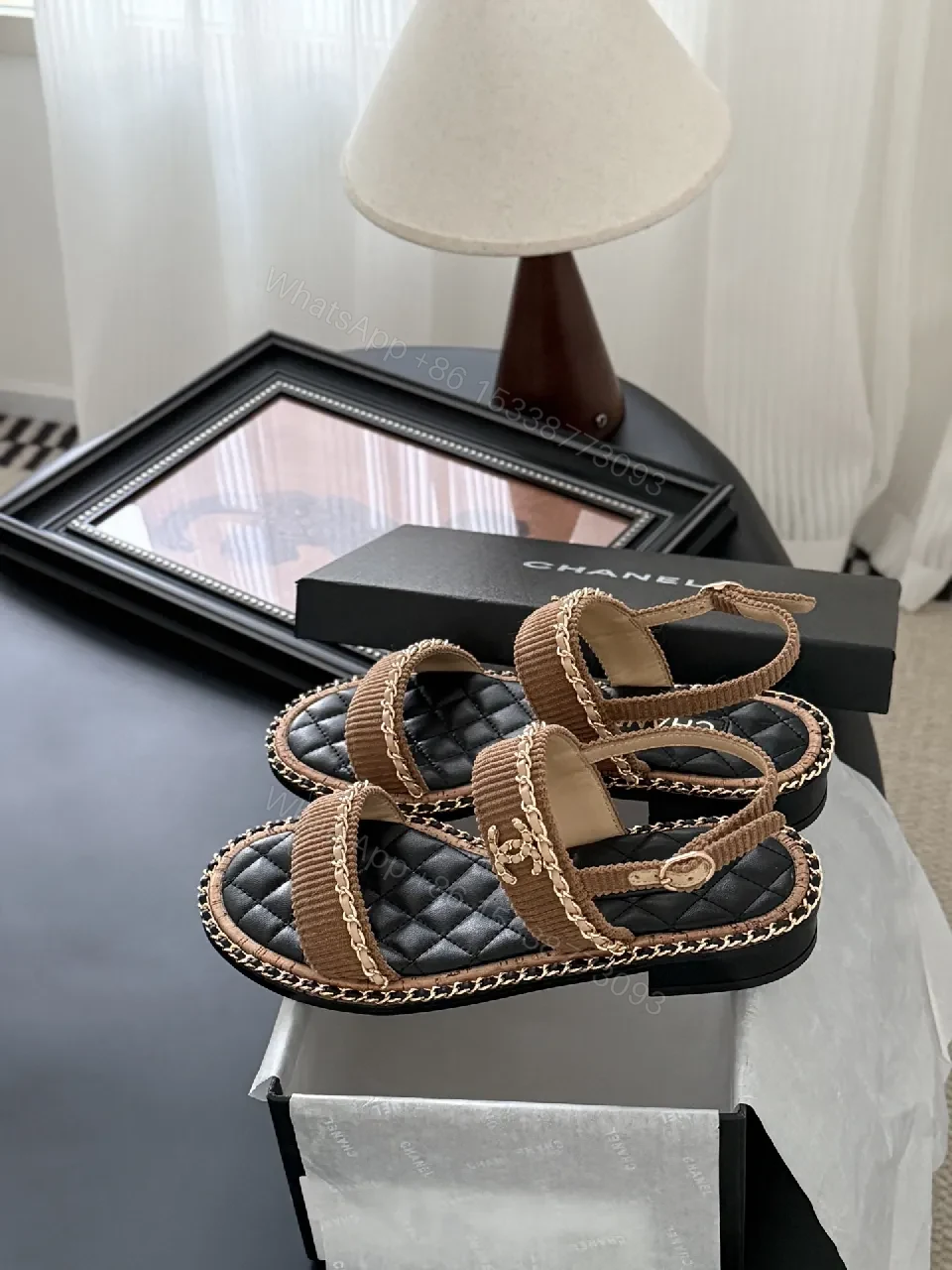 View 2 of Textured-Chic Sandals: Quilted Footbed, Rope-Edge Straps