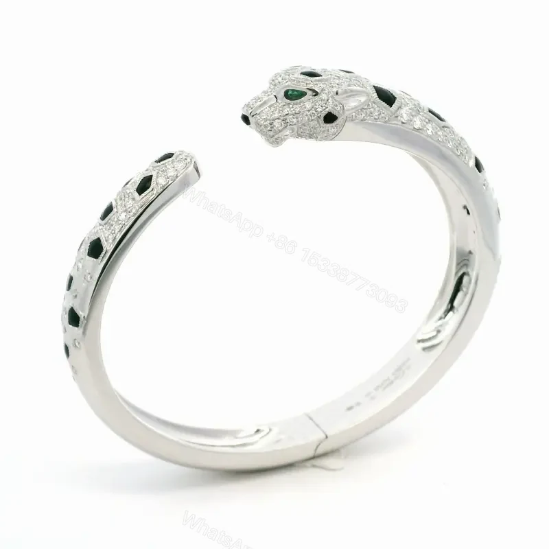 View 5 of Cartier Panthere De Cartier Medium Half-Pave Onyx Bracelet
