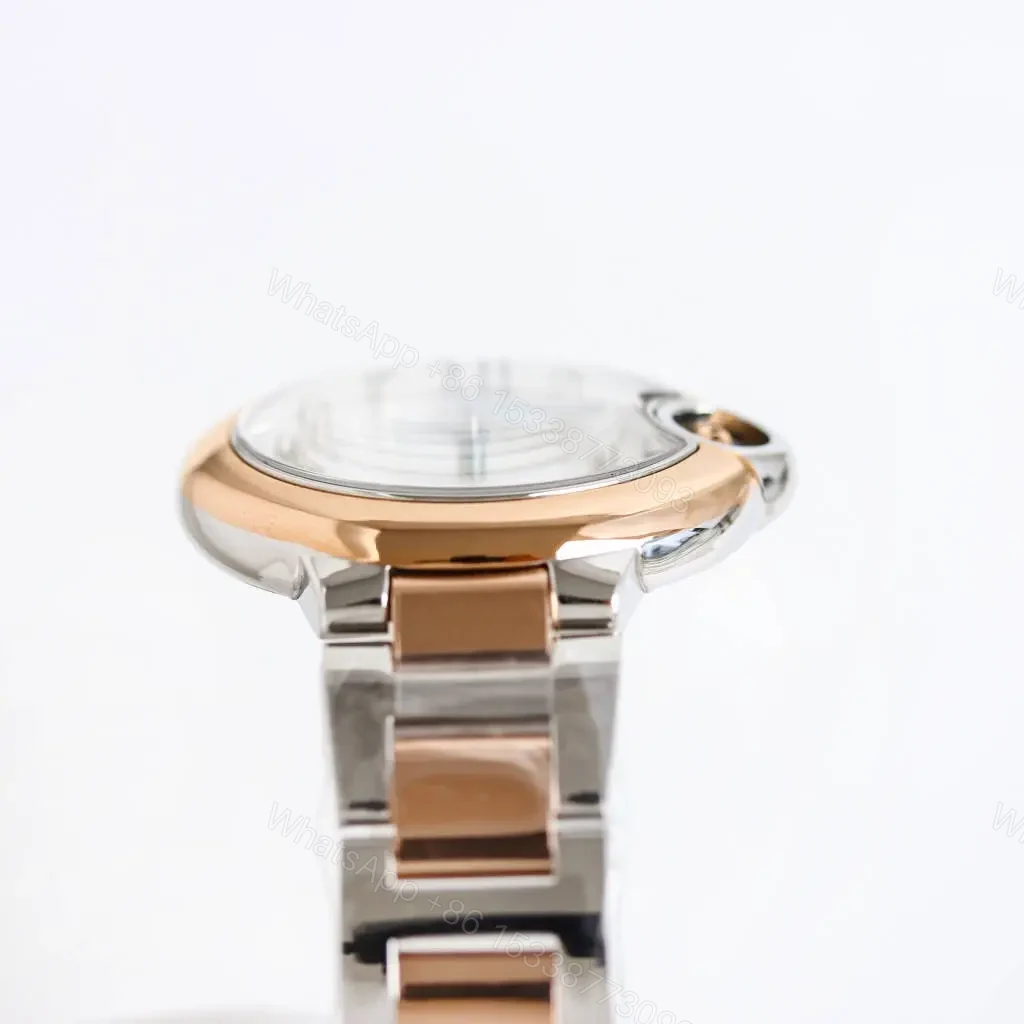 View 4 of TW Factory Cartier Two-Tone Stainless Steel and Rose Gold Automatic Watch with White Dial and Diamond Markers
