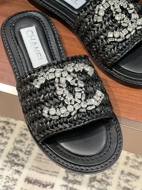 View 5 of Chanel-Inspired Embellished Slide Sandals: Luxe Comfort