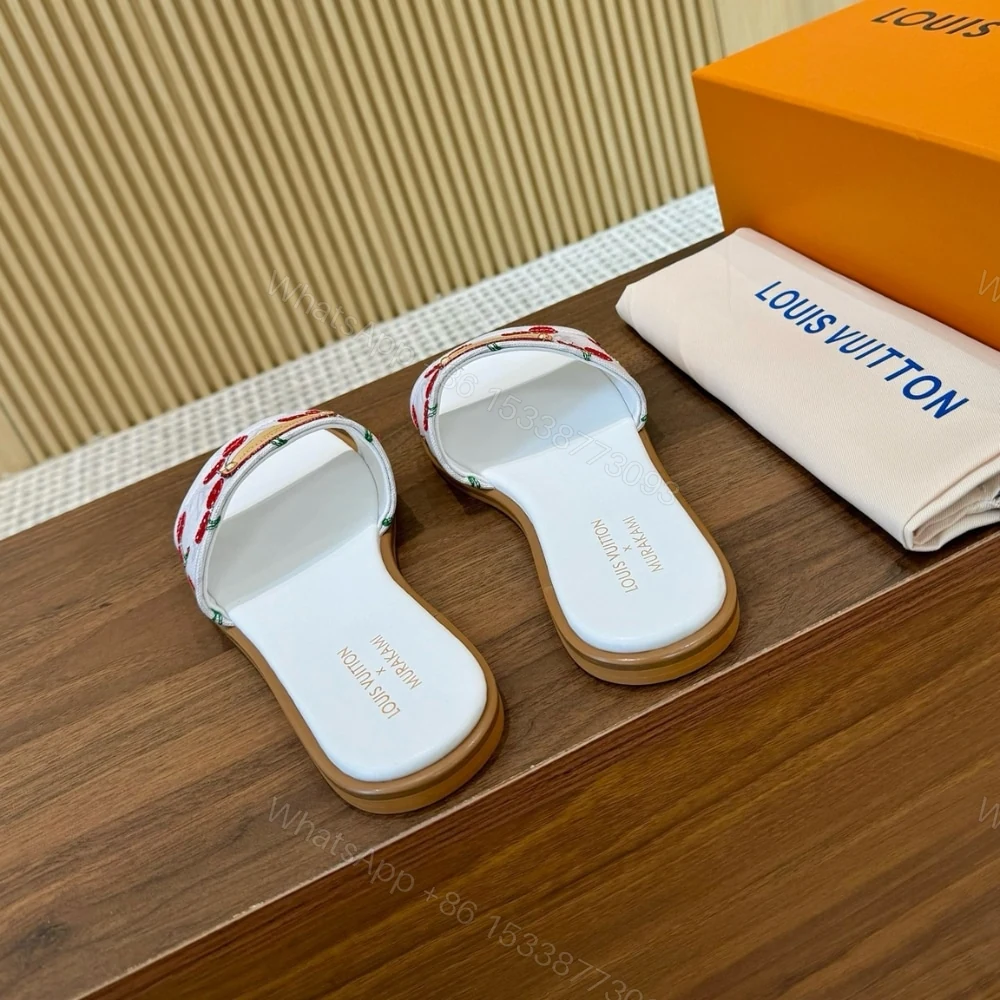 View 6 of LOUIS VUITTON X TAKASHI MURAKAMI LILY FLAT MULE WHITE 1AHM43
