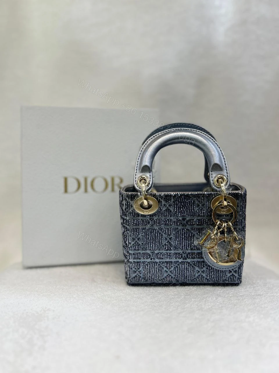 View 8 of CHRISTIAN DIOR Metallic Calfskin Crystal Mini Lady Dior