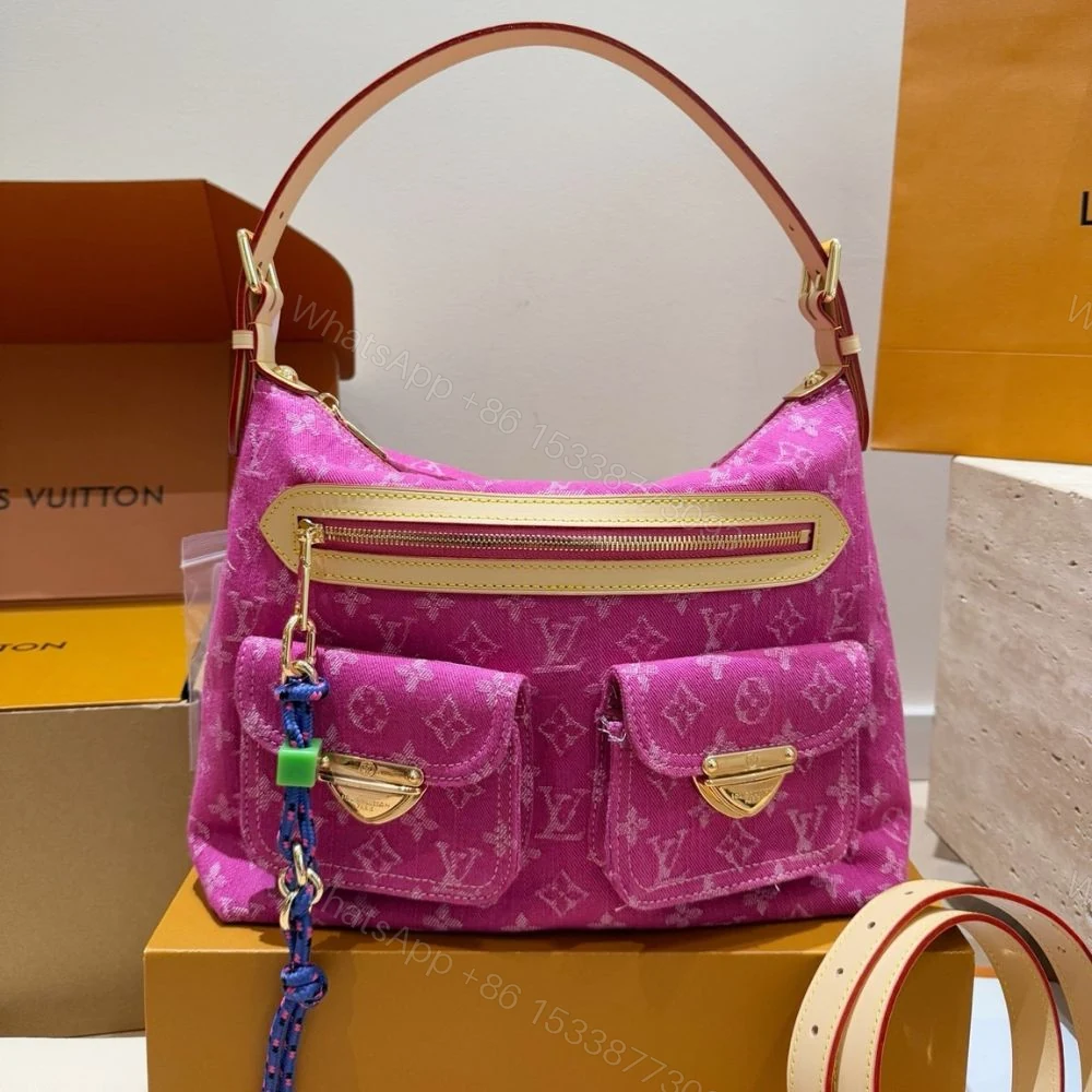 View 2 of Louis Vuitton Baggy Fuchsia Denim 30Cm M28266