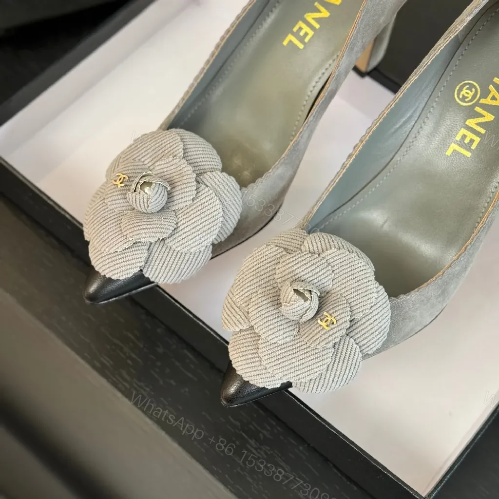 View 3 of Soft Taupe Corded-Flower Pumps with Chanel Twist Footwear