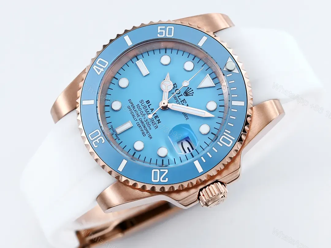 View 4 of Best Rolex Blaken Tiffany Water Ghost replica 40MM Rose Gold Case White Rubber Strap Edition RG-BLAKEN-TIFFANY-ROSEGOLD-RUBBER-40