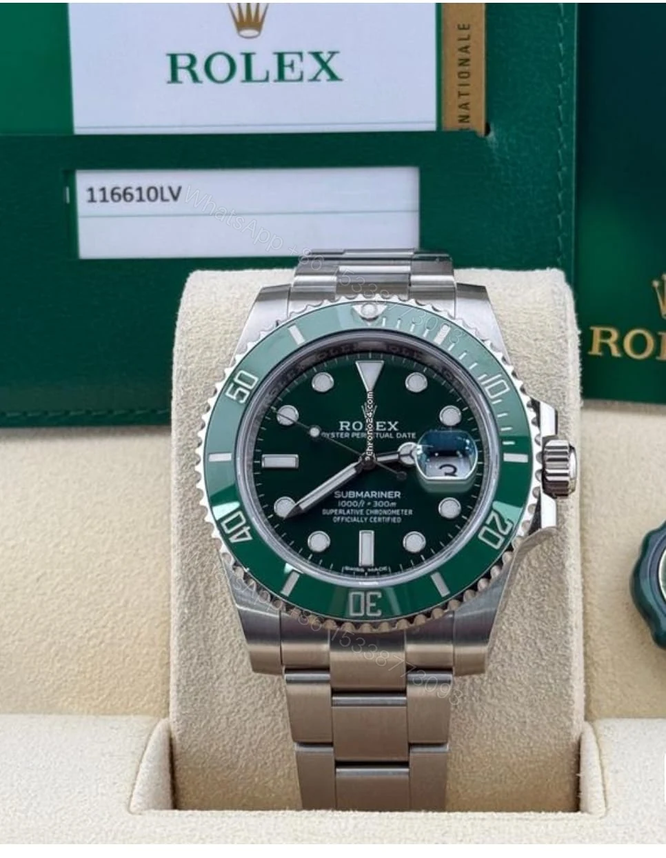 Green Rolex Submariner — view 1