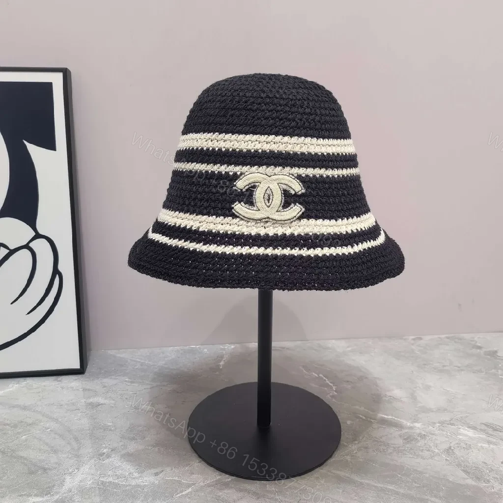 View 6 of Stripes Knit Bucket Hat: Luxe Logo-Embroidered Style