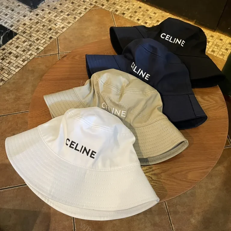 View 8 of Beige Canvas Bucket Hat - Subtle Celine Logo, Luxe Style