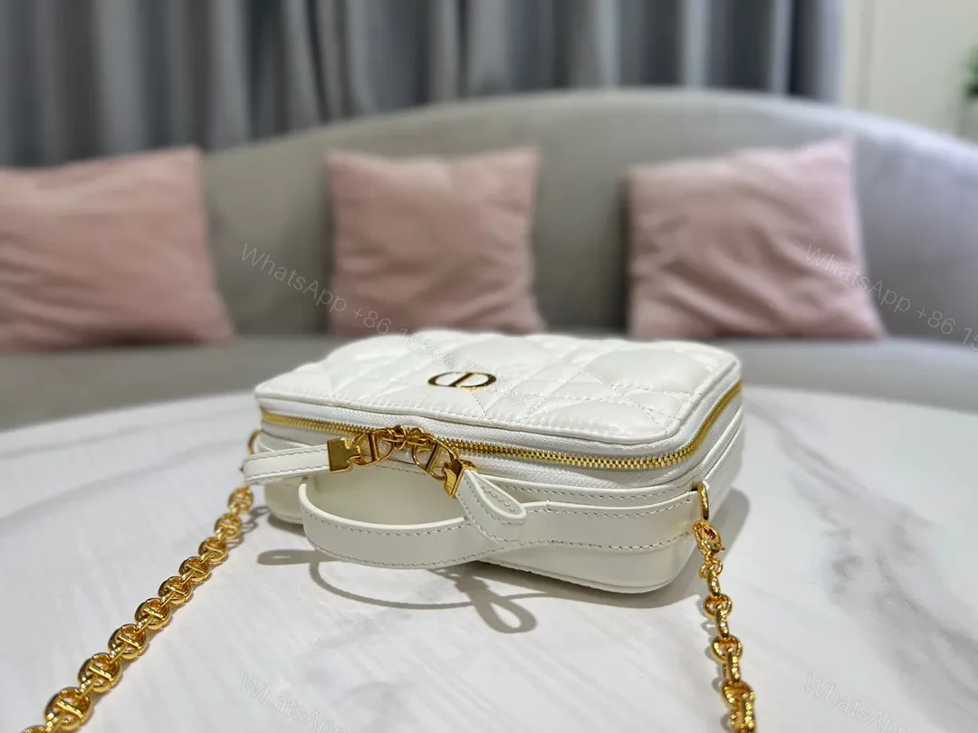 View 4 of Dior Plaid Replica 1:1 High Quality Handbag Smooth White Leather 18cm