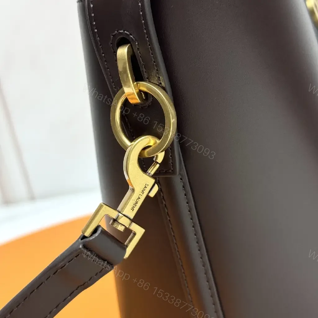 View 3 of Chic Leather Crossbody Bag with Gold Charm - Classic Style