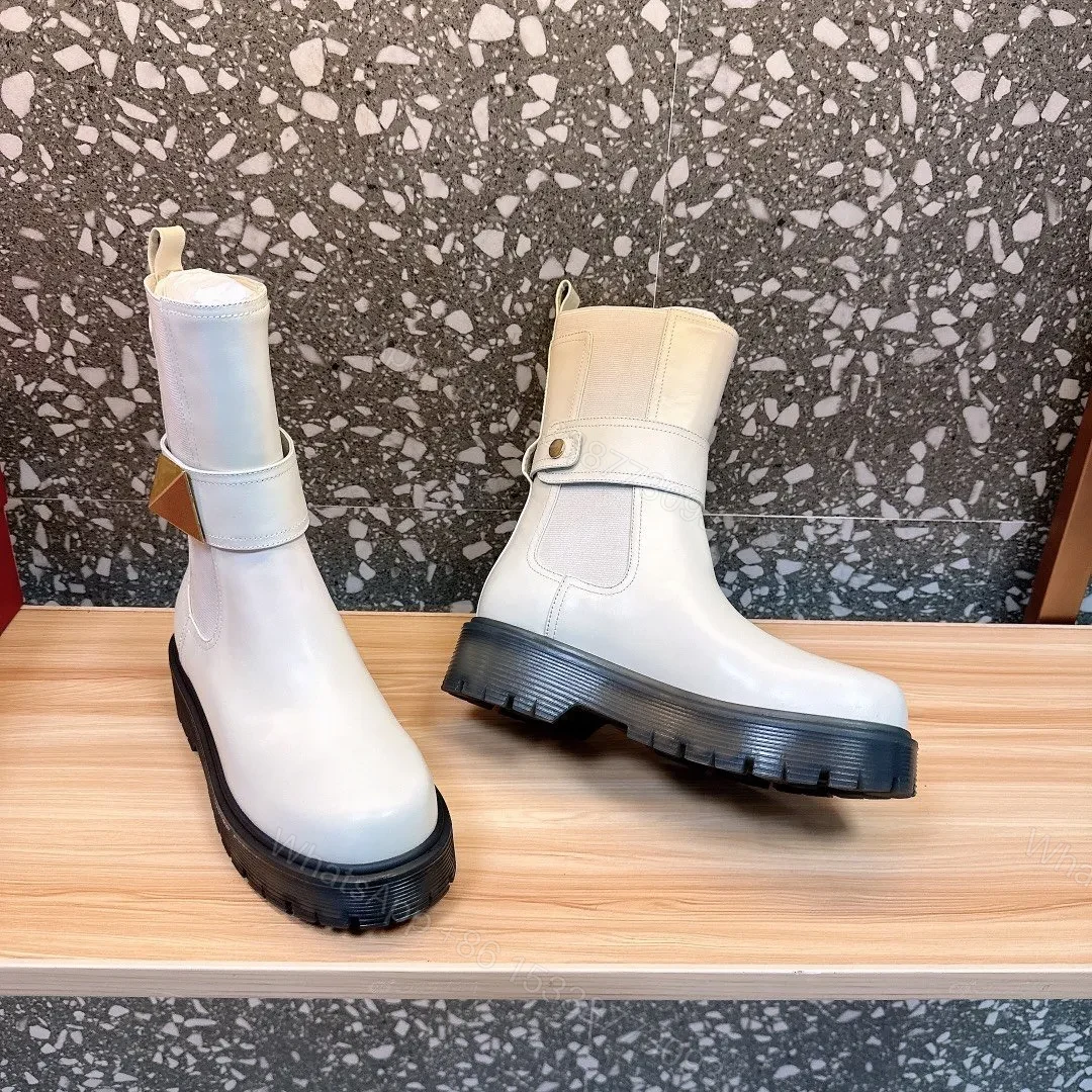 View 2 of Valentino Women White Leather Strap Boots
