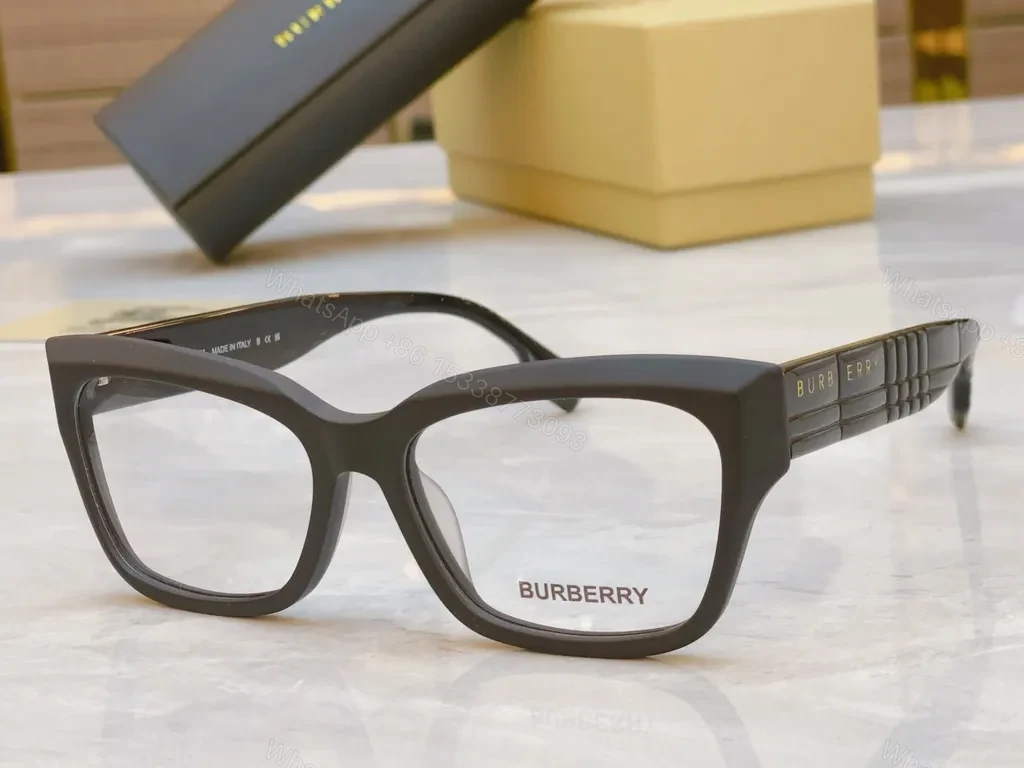 View 7 of Burberry Black Acetate Modern Frame Sunglasses with Designer Details
