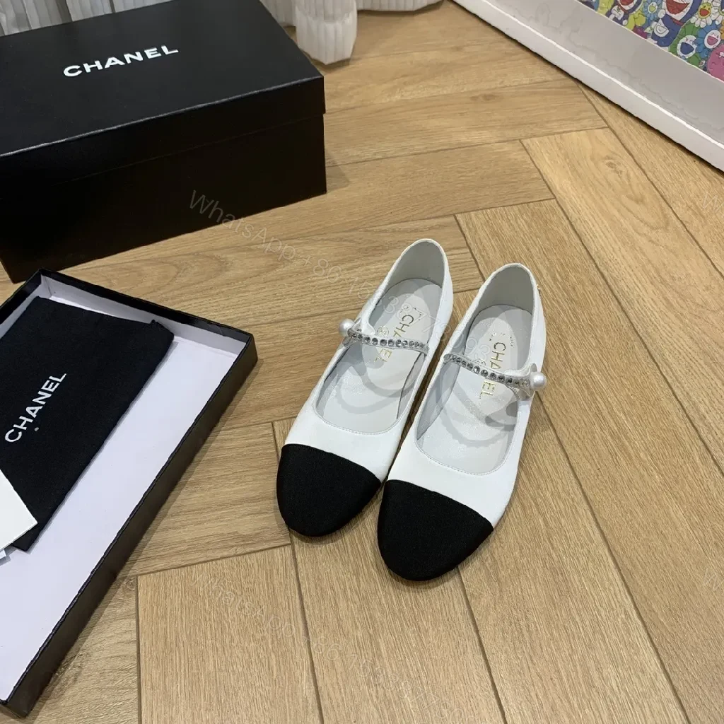 View 4 of Two-Tone Crystal T-Strap Mary Jane Flats, Luxe Comfort