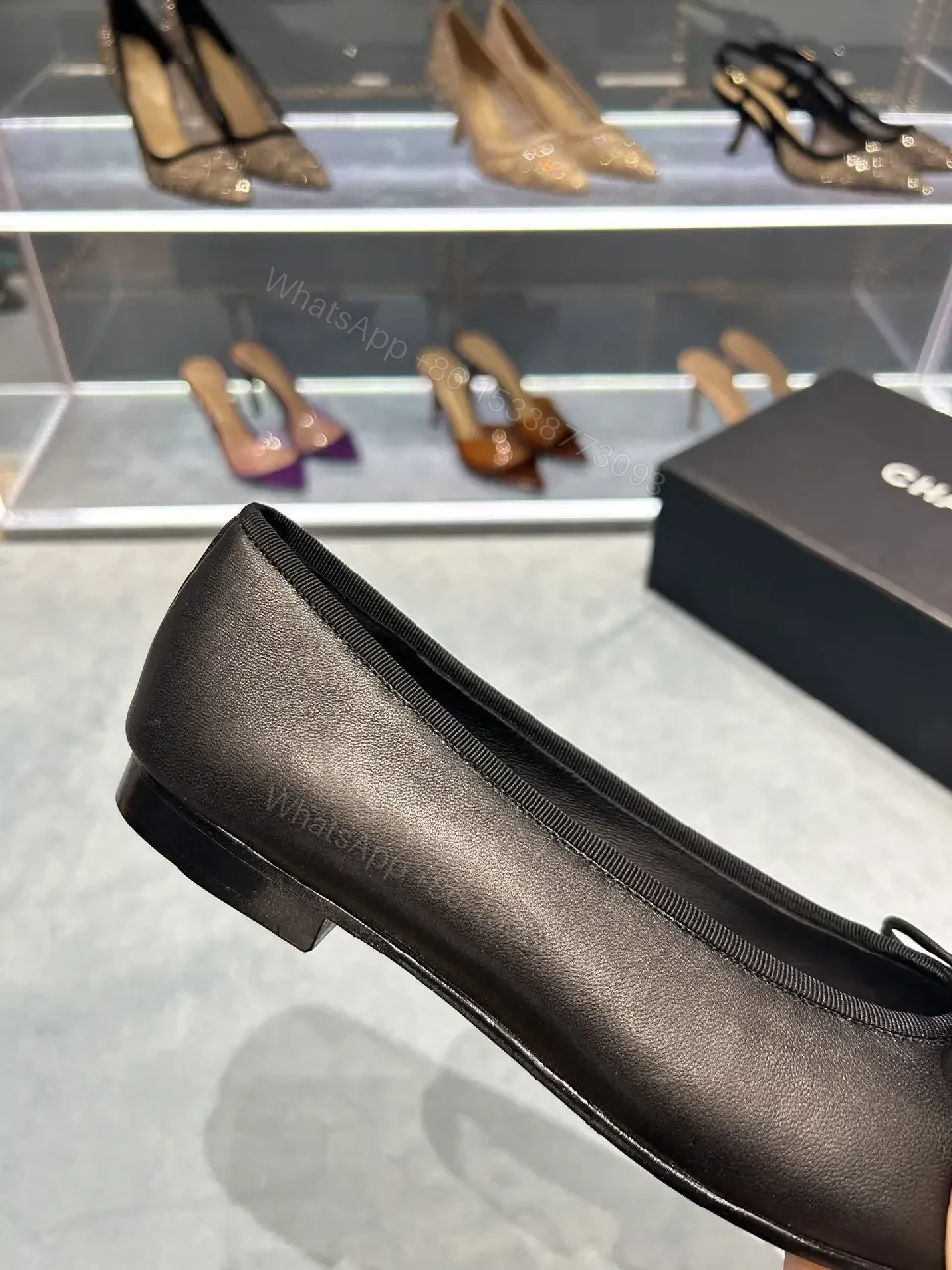 View 2 of Chic Leather Ballet Flats with Embossed Detail, All-Day Comfort