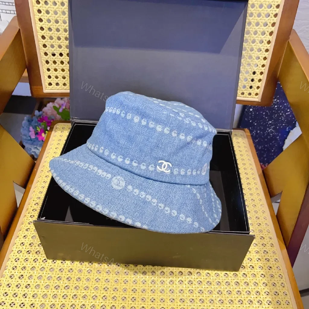 Denim Bucket Hat: Chain-Stitch Detail, Designer-Inspired — view 1