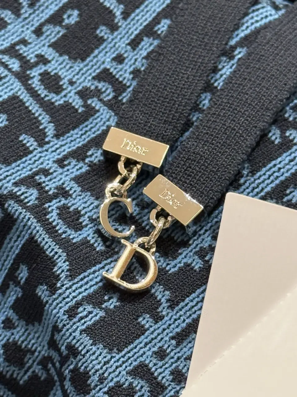 View 3 of Blue Knit Texture Monogram Top, Modern Comfort, Unisex Knitwear