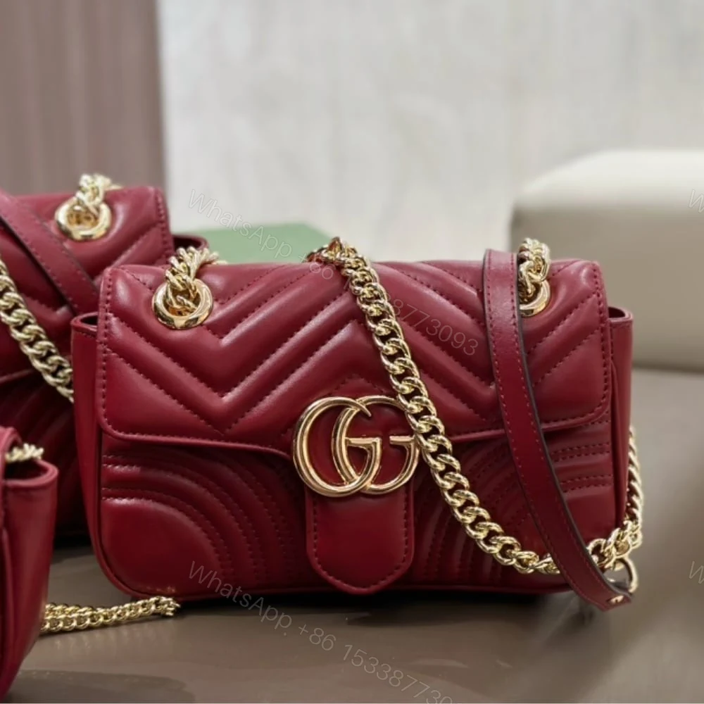 View 2 of GUCCI GG MARMONT MINI SHOULDER BAG ROSSO ANCORA 16CM 443497 AADPJ 6207