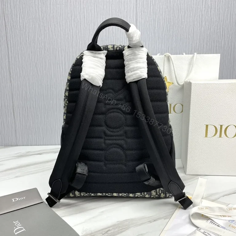 View 2 of Dark Oblique-Pattern Nylon Backpack: Luxe Everyday Utility