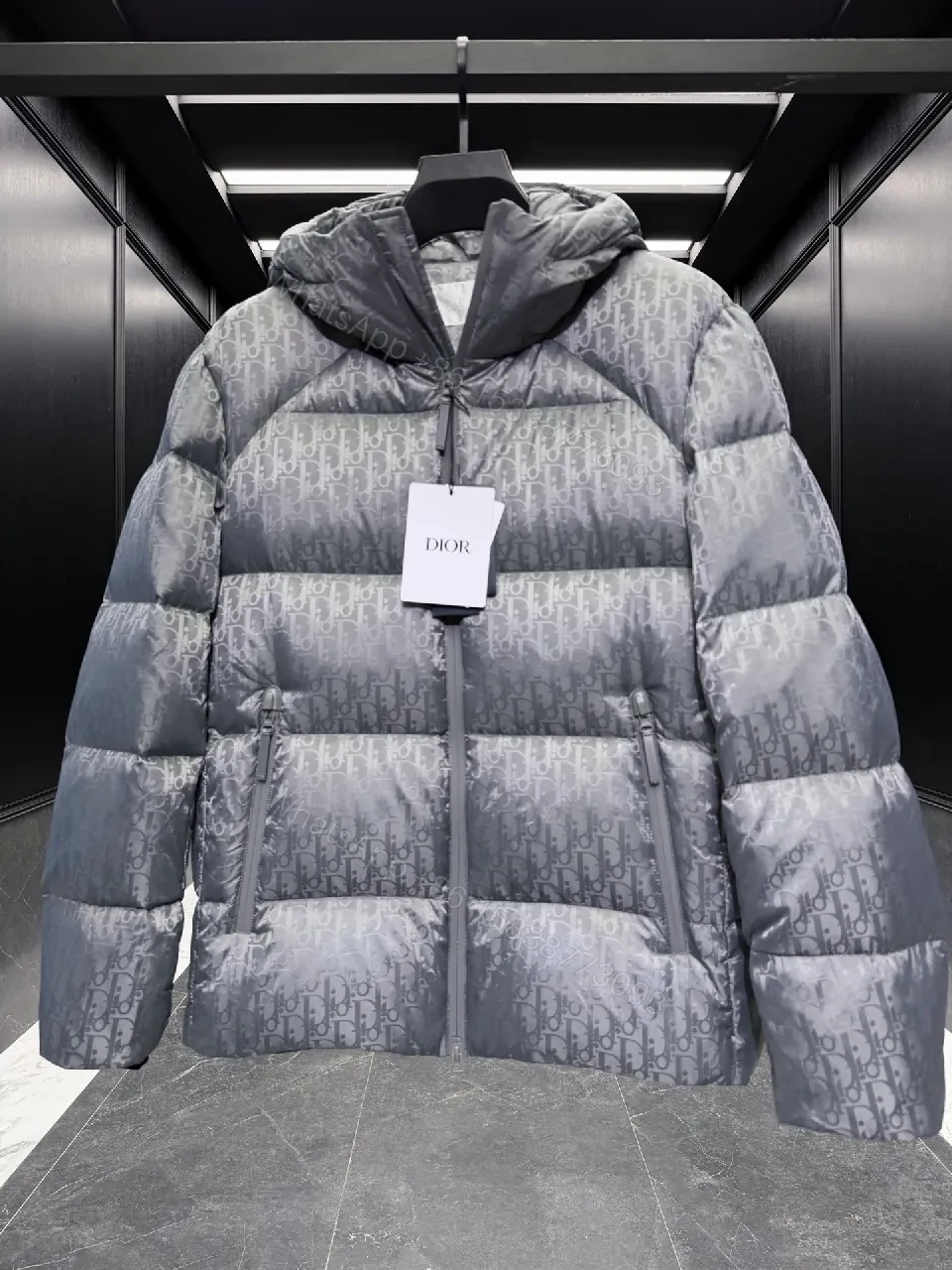 View 5 of Short-Patterned Down Jacket: Luxe Monogram, Warm & Water-Repellent