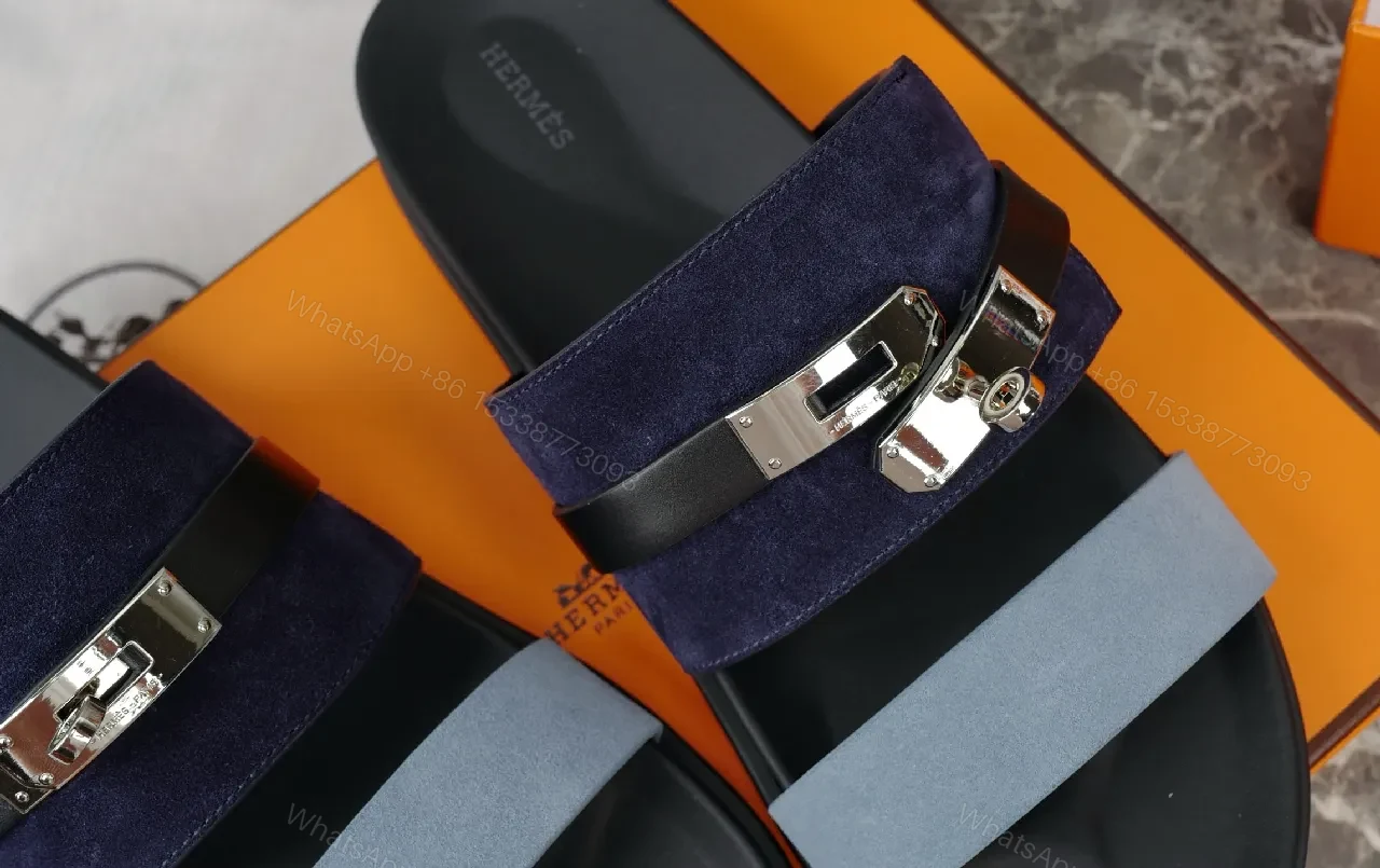 View 2 of Structured Slip-Ons: Navy Suede, Metallic Accents, Luxe Comfort Slide