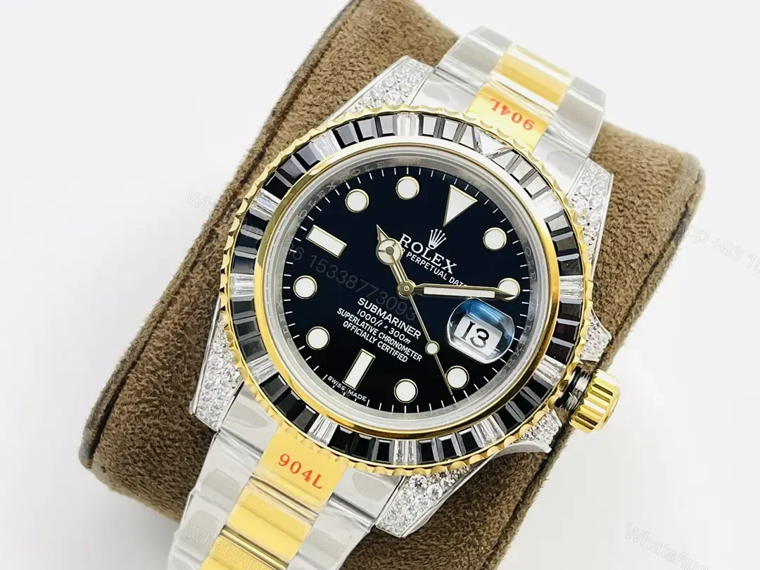 View 2 of Rolex Submariner Two Tone Paved Diamond Oyster Bracelet Case 40mm RLX-SUB-TT-PAV-DIA40-OYS