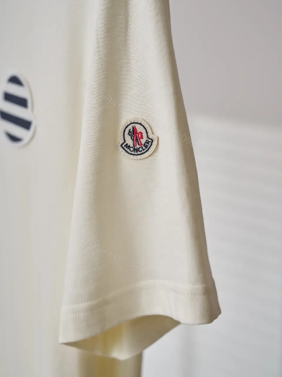 View 6 of Off-White Cream Short-Sleeve Crew Neck T-Shirt with Patch Feature