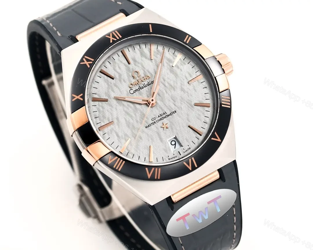 View 3 of Omega Constellation Meteorite Series 5th Generation 41MM Watch Silver Dial Black Ceramic Bezel Rose Gold Accents