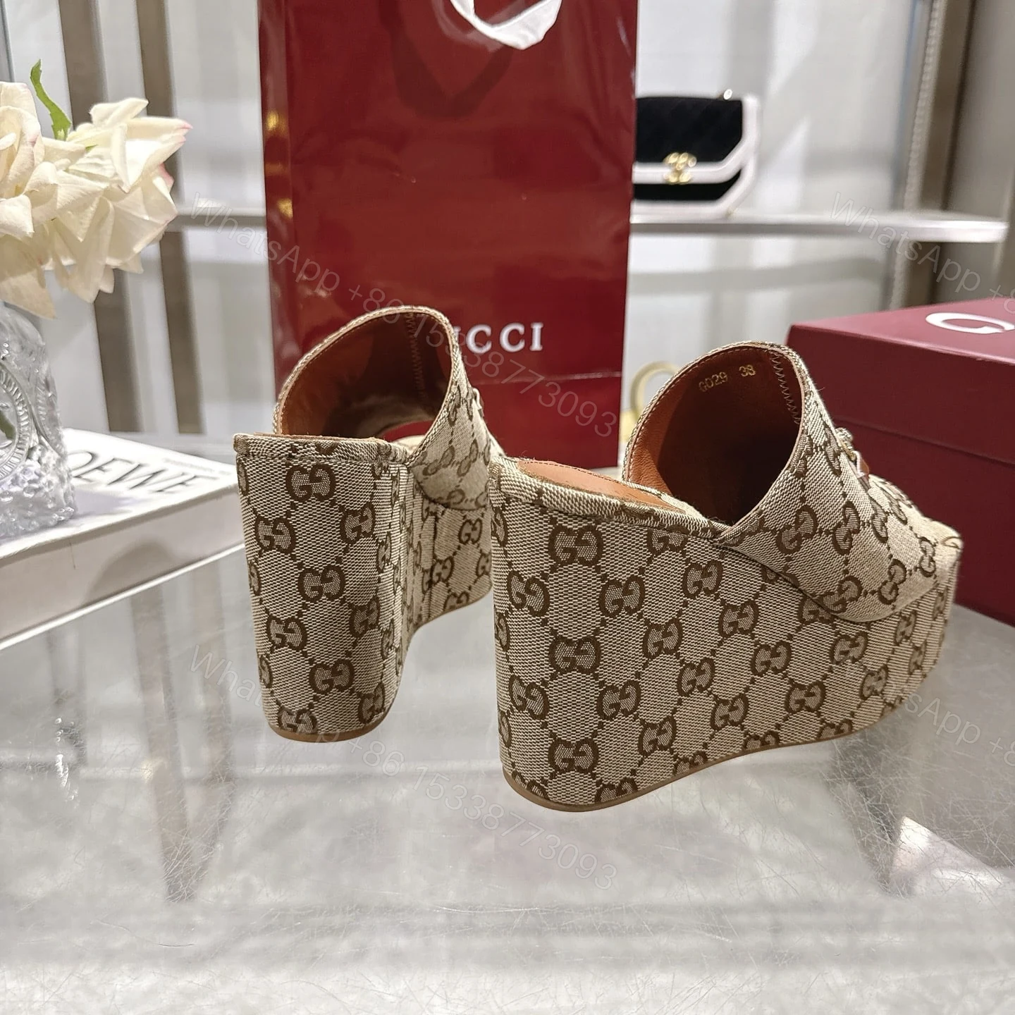View 4 of GUCCI WOMEN’S WEDGE SANDAL WITH HORSEBIT BEIGE 816328 FAB10 2547