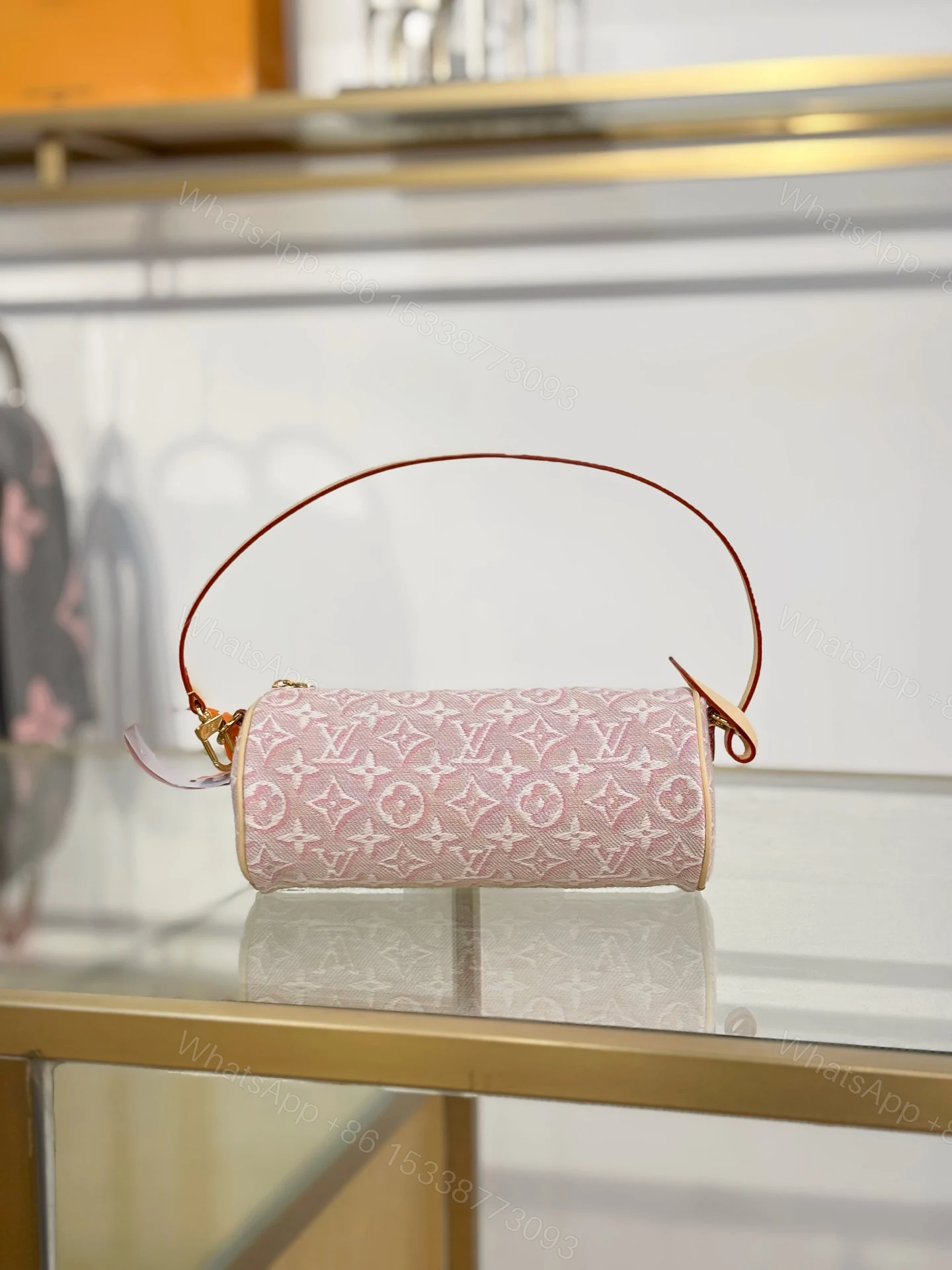 LV 原單 粉色老花圓筒包 迷你手提斜挎包 — view 1