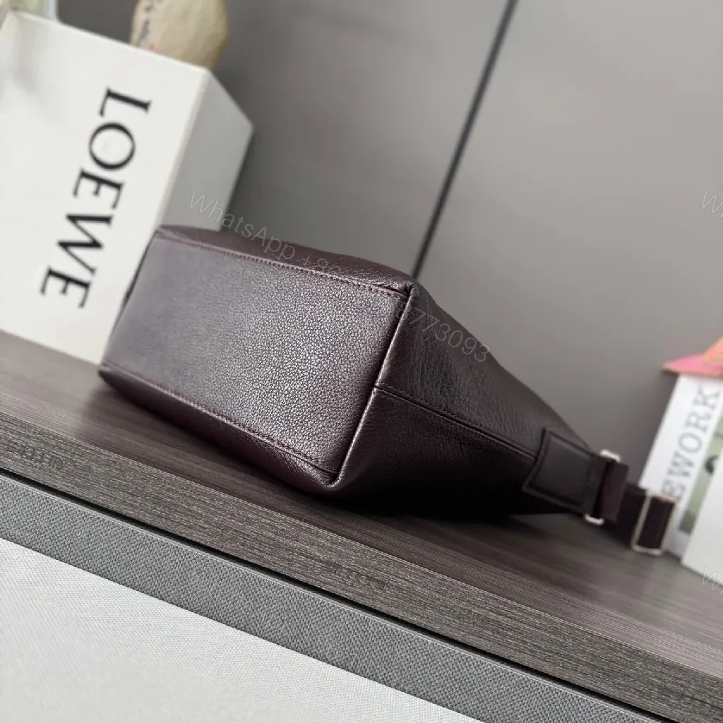 View 3 of Dark Pebbled Leather Crossbody â€” Sleek, Subtle LOEWE-Inspired Luxury
