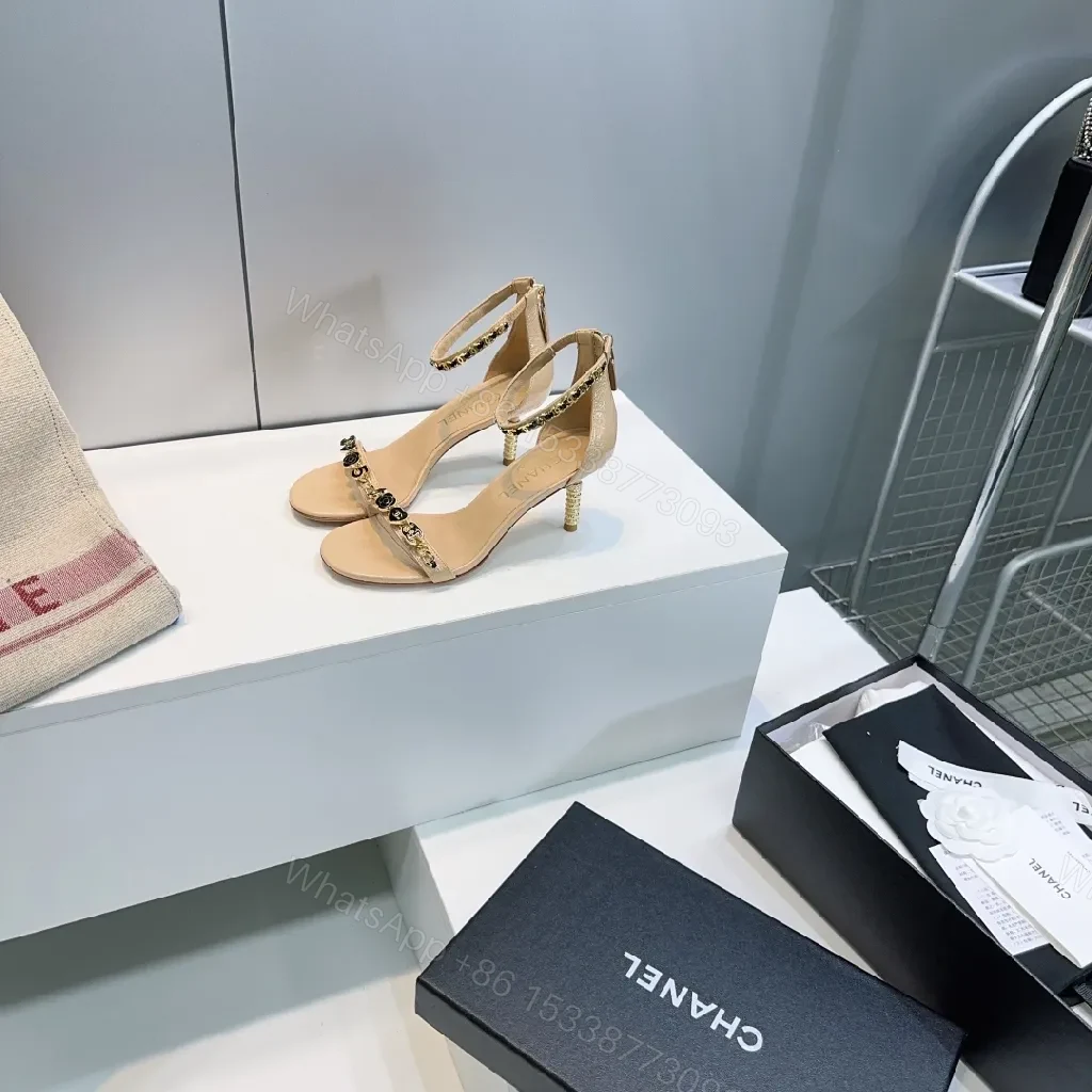 View 5 of Nude Patent Heels with Crystal Ankle-Strap Embellishments