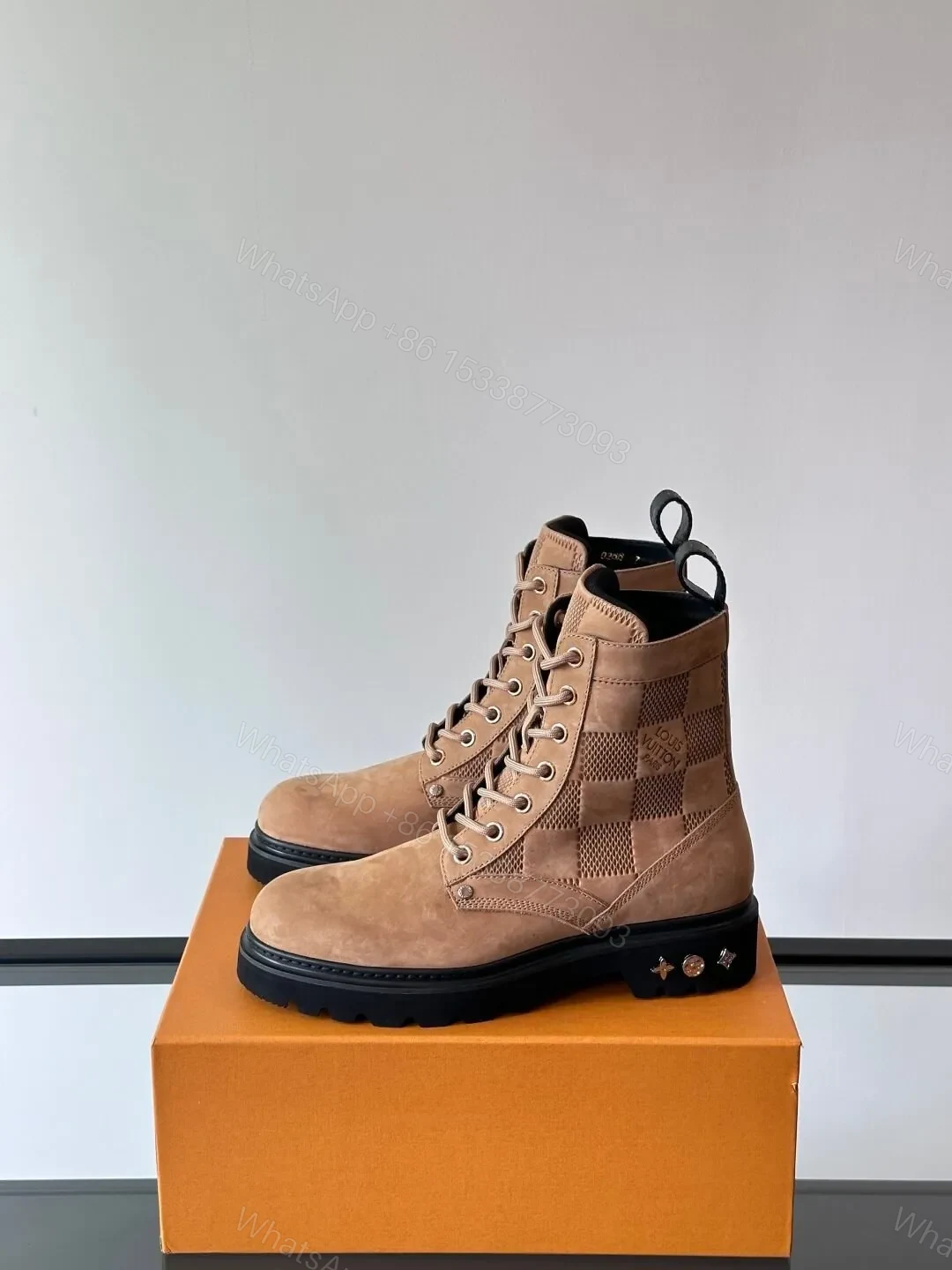 View 3 of LV Men Beige Nubuck Leather Boots