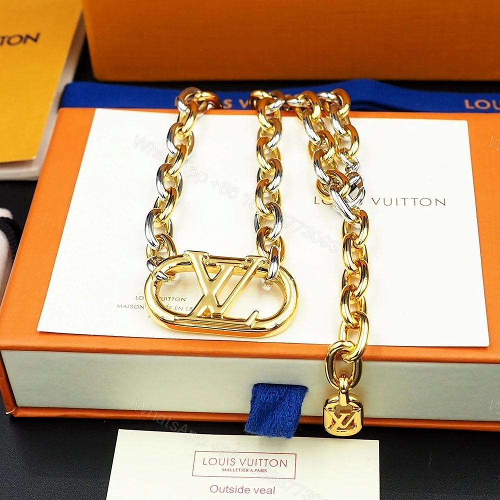 View 5 of Louis Vuitton Everyday Chain LV Necklace Gold And Silver