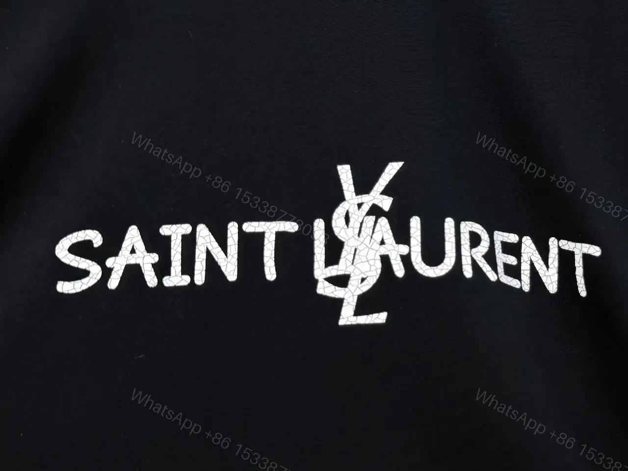 View 8 of Black Cotton Tee | Minimalist Saint-Laurent Inspired Graphic