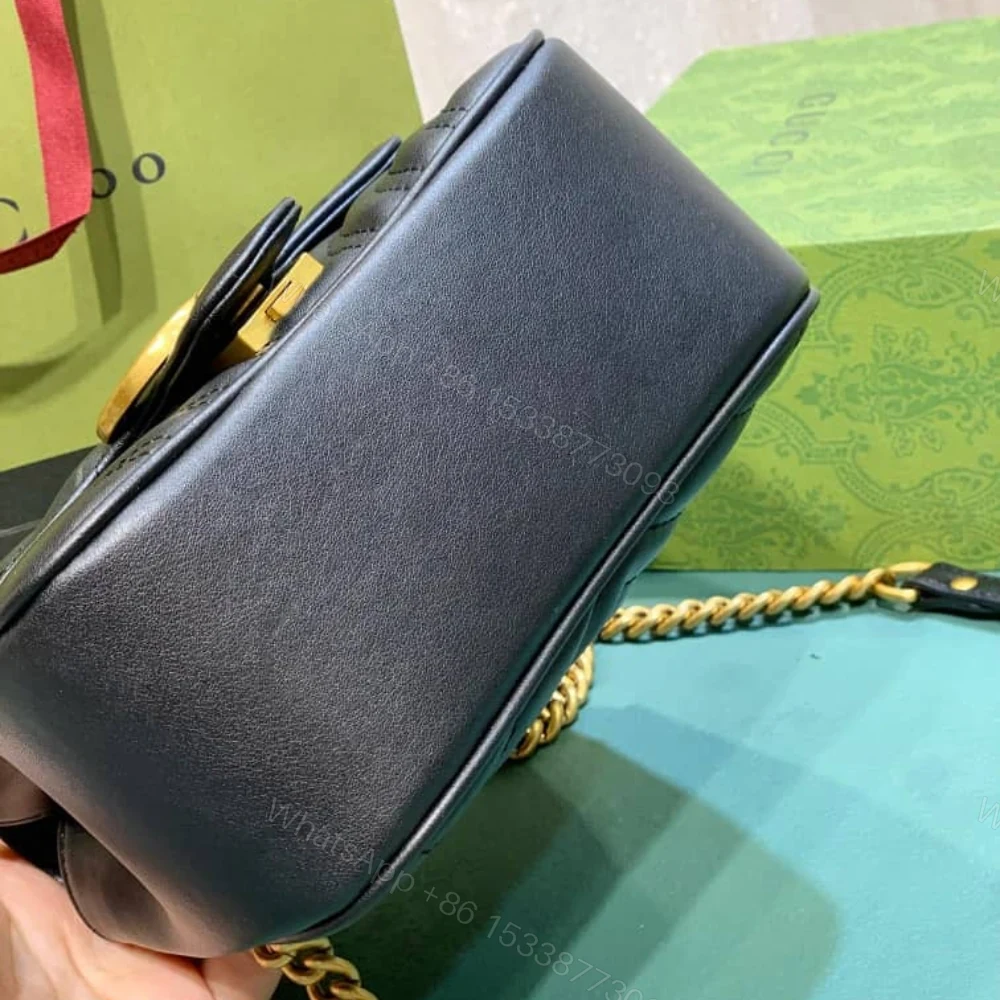 View 6 of Gucci GG Marmont Mini Shoulder Bag Black 18Cm 739682 AABZC 6832