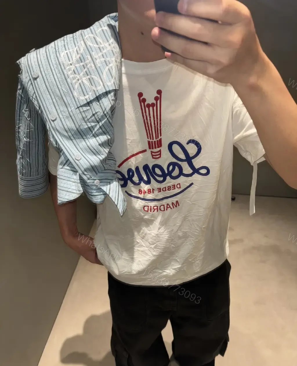 View 3 of Casual Luxe Tee: White Cotton, Oversized LOEWE Graphic