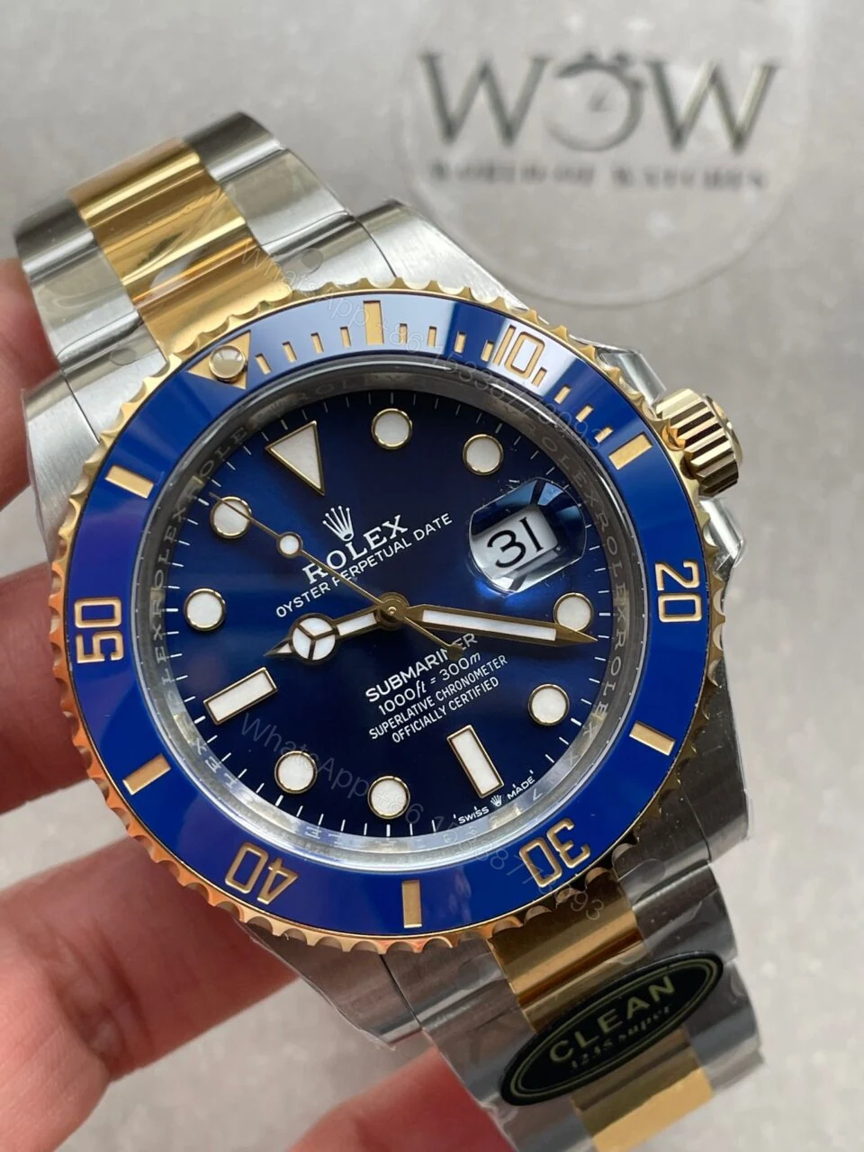 View 2 of CLEAN FACTORY 1:1 Rolex Submariner 116613LB Bluesy 904L YG/SS Blue Dial VR3235