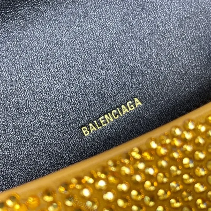 View 15 of 高仿Balenciaga*Hourglass系列沙漏包滿鑽金色S