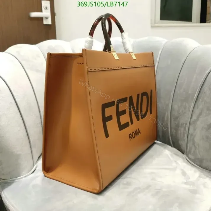View 2 of Fendi Sunshine Brown Large Leather Shopper Bag Mirror LB7147