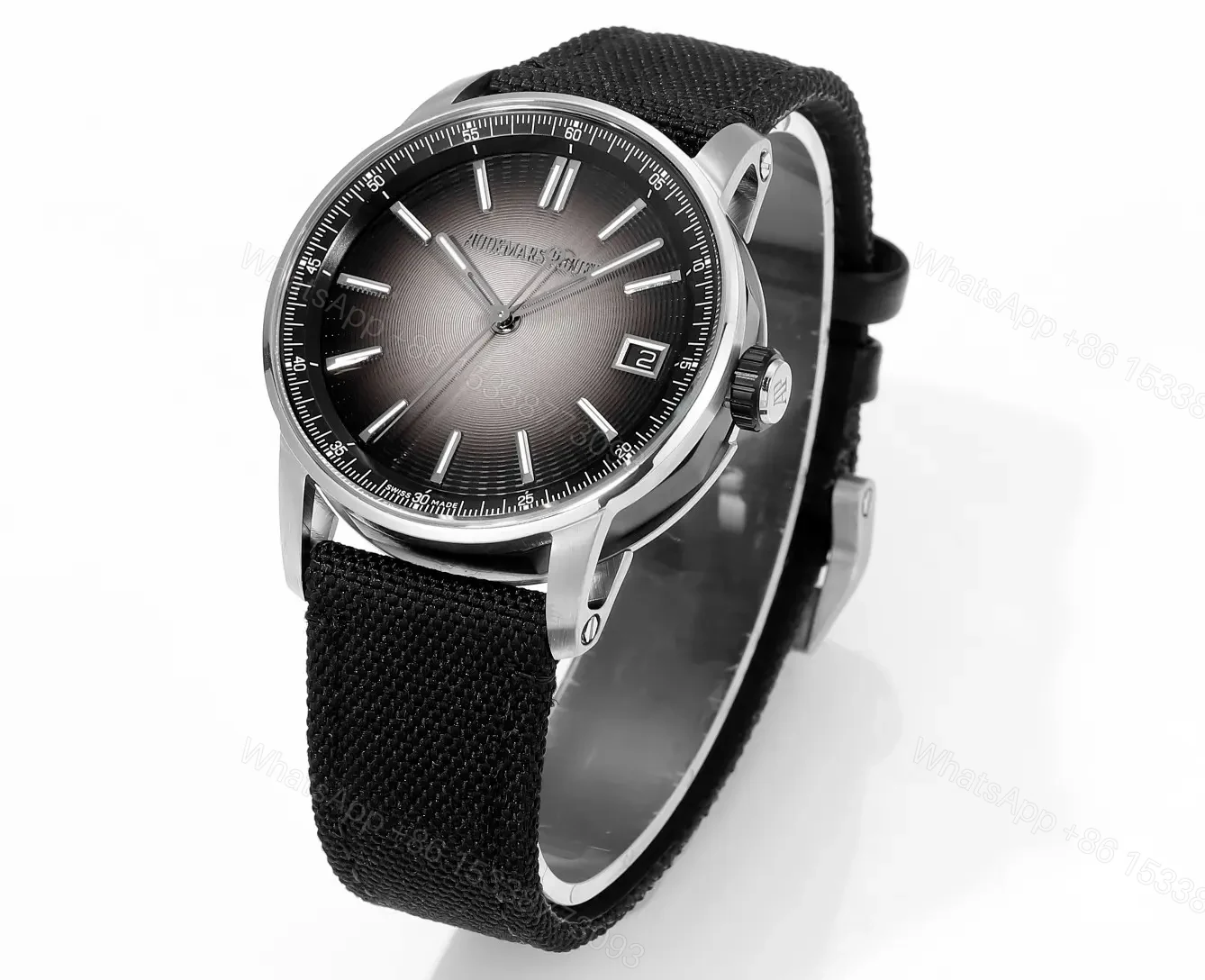 View 3 of R8 Factory Audemars Pigeut CODE 11.59 Smoke Grey Dial Stainless Steel Case Black Fabric Strap Automatic Watch 41mm