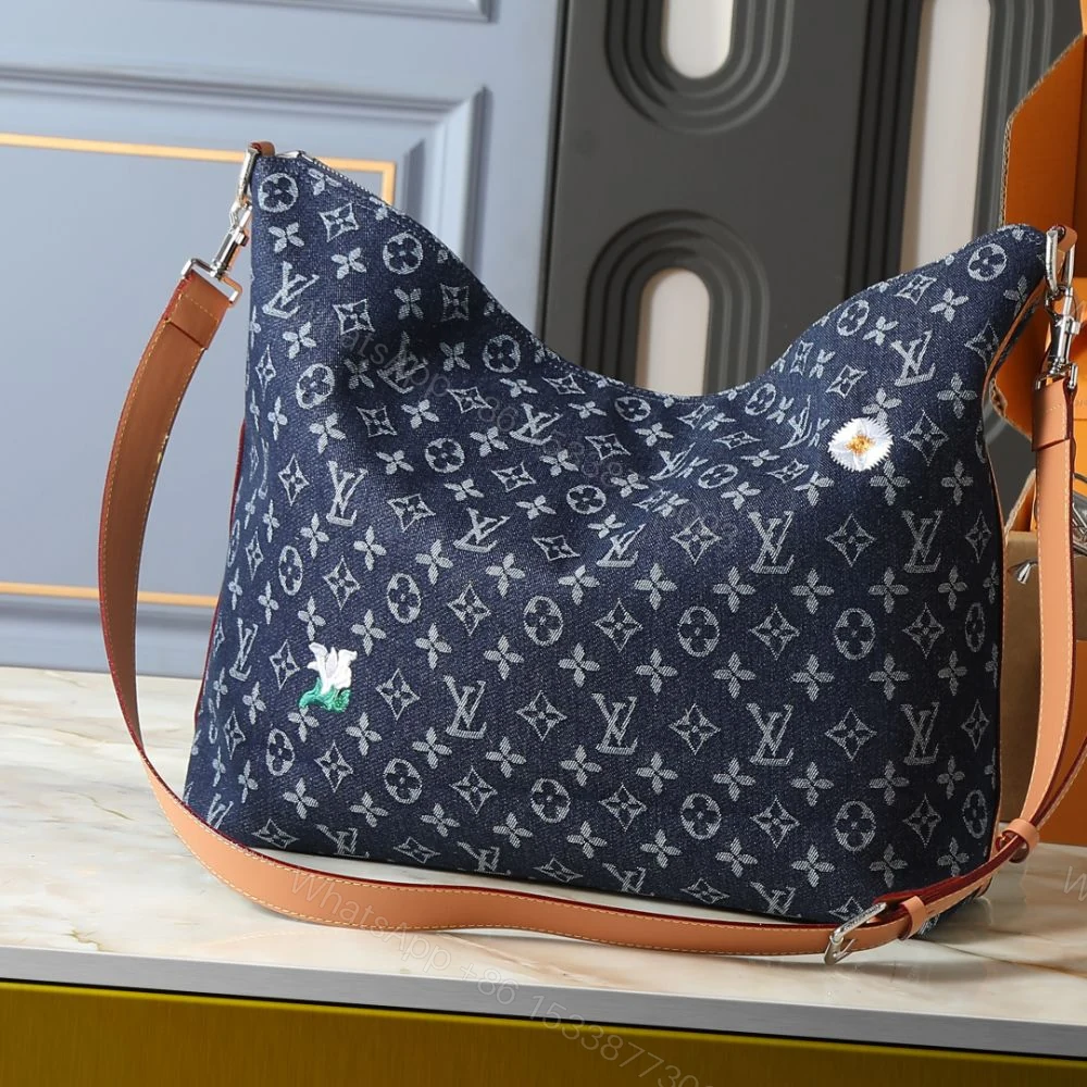 View 4 of Louis Vuitton Vagabond Hobo Denim Blue 48Cm M27555
