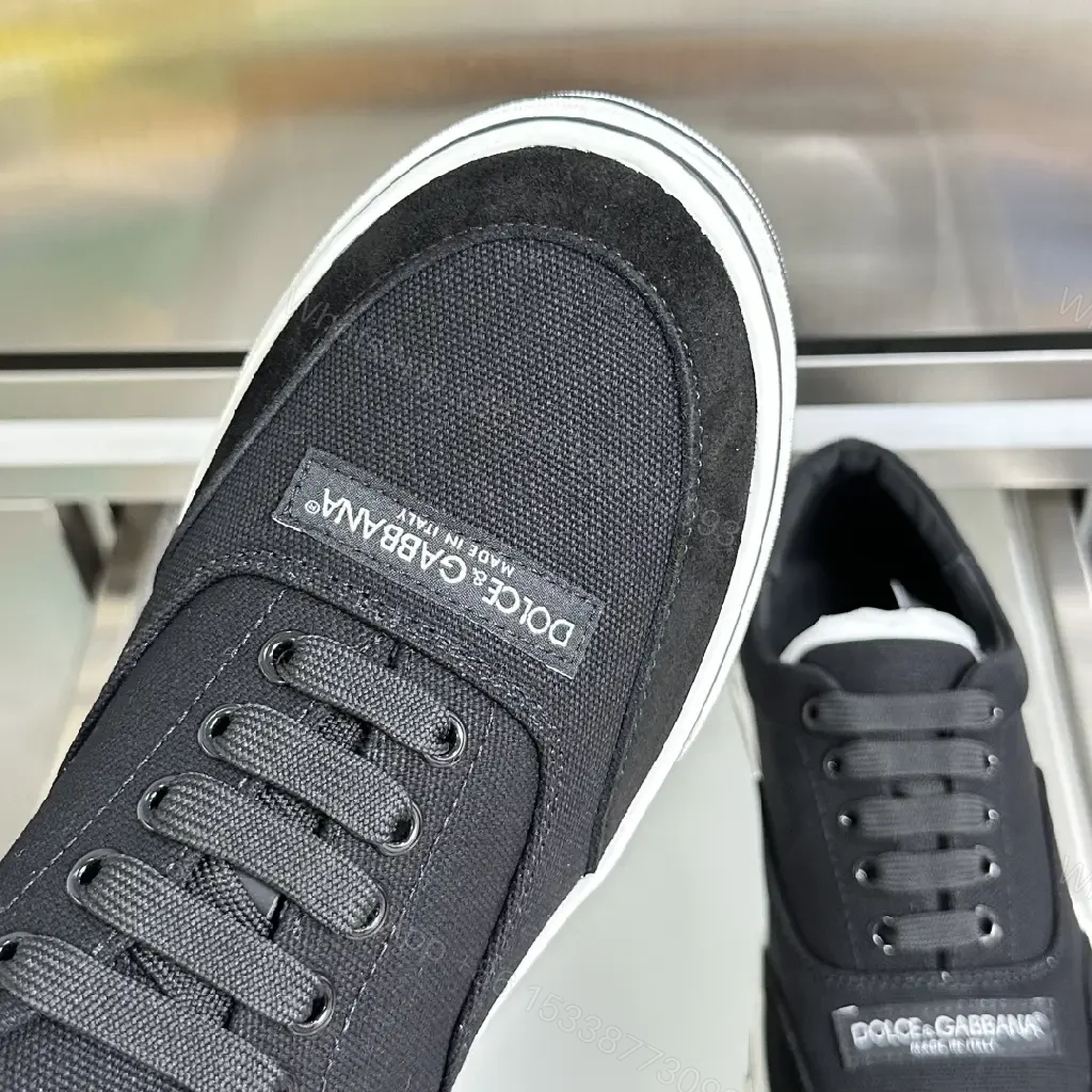 View 3 of Black Canvas Sneakers with White Sole, Dolce & Gabbana style, Casual Athletic Shoes