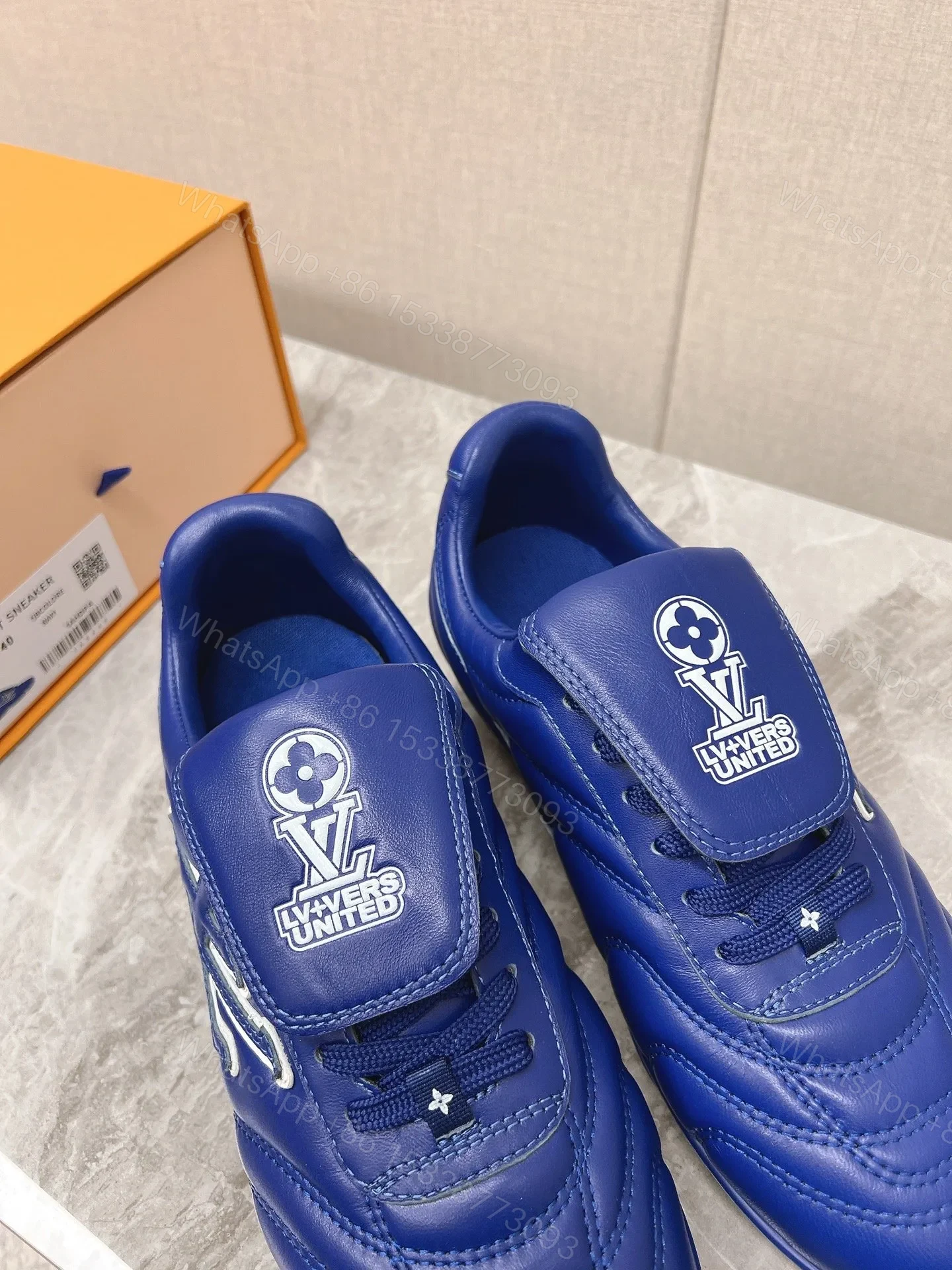 View 2 of LV Women Blue Leather Sneakers